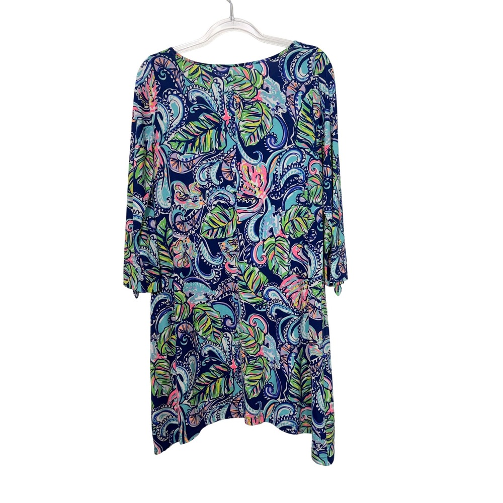 Lilly Pulitzer Edna Swing Dress Women Medium Blue Hanging With Fronds Paisley - Picture 4 of 7